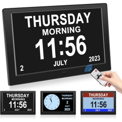 MYACUC Calendar Day Clock, Digital Clock \w Date, 10 Inch Large Lcd Screen Clock Day Date & On Time Alarms, Calendar Clock for Memory Loss Elderly