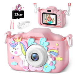 MEHIAZ Anesky Kids Camera, 1080P HD Kid Digital Camera \w 32GB Tf Card, Educational Learning Toys for Ages 5-7, Best Christmas & Birthday Gift For