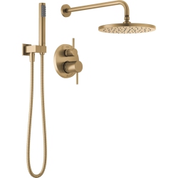 DELTA Faucet Modern Raincan 2-Setting Round Shower System Including Rain Shower Head And Handheld Spray In Gold