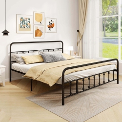 COSTWAY Full/queen/king Size Bed Frame With Headboard Under Bed Storage No Box Spring Needed In Black