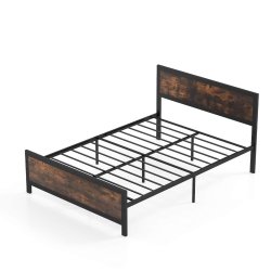 COSTWAY Twin/full/queen Size Metal Bed Frame With Headboard & Footboard Metal Slats Support