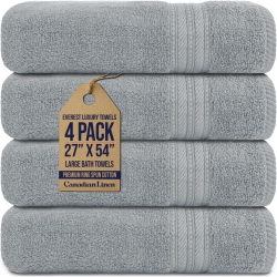 CANADIAN LINEN Everest Luxury Bath Towels, 27”X54”, 4 Pack, 100% Cotton Lightweight Quick Dry Absorbent Soft Towel Set for Home Guest Room, Light