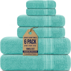 CANADIAN LINEN Luxury Everest Towels, Pack Of 6 (Bath, Hand, Washcloth Set) Soft Absorbent Cotton Lightweight Quick Dry Towels for Beach Resorts
