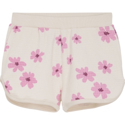 MINYMO Cotton Sweat Shorts - Flowers/white Swan (18 Months) In Pink