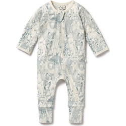 WILSONFRENCHY Wilson+Frenchy Organic Cotton Zipsuit With Feet - Hello Friends (0-3 Months, 4-6 Kg) In Multicolor