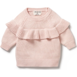 WILSONFRENCHY Wilson+Frenchy Knitted Ruffle Sweater - (12-18 Months) In Pink