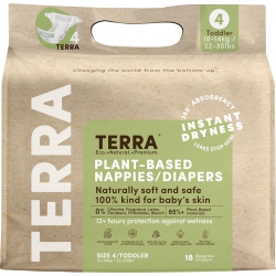 TERRA Natural Plant-Based Eco-Friendly Diapers - 18 Ct (Size 4, Toddler)