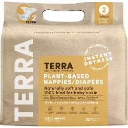 TERRA Natural Plant-Based Eco-Friendly Diapers - 22 Ct (Size 2, Infant)