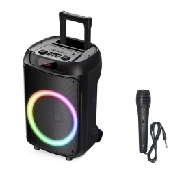 AXGEAR Portable Bluetooth 12 In Speaker Subwoofer Outdoor Led Light Wired Microphone