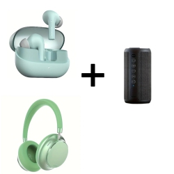 AI Noise-Cancelling Wireless Earbuds, Hybrid ANC Headphones \w Spatial Audio & 55H Playtime, Portable 24W Wireless Speaker \w RGB Lights & 30H Playtime