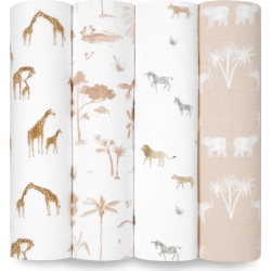 ADEN ANAIS Aden + Anais 4-Pack Organic Cotton Muslin Swaddles - Safari Dreams