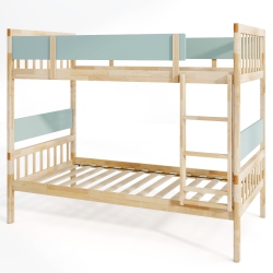 COSTWAY Twin Over Twin Bunk Bed Solid Wood Bed Frame With Ladder Full-Length Guardrails White/natural