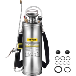 VEVOR 3 Gallon Stainless Steel Sprayer, 20" Wand & 3Ft Reinforced Hose, Hand Pump Sprayer \w Pressure Gauge, Safety Valve & Adjustable Nozzle