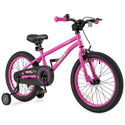 COSTWAY 18-Inch Kid's Bike for 4-8 Years Old With Adjustable Saddle & Anti-Slip Handlebar In Pink