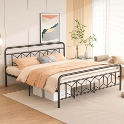 COSTWAY Twin/full/queen/king Size Bed Frame Mattress Foundation With Headboard 12.5" Under-Bed Storage In Black