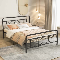 COSTWAY Twin/full/queen/king Size Bed Frame Mattress Foundation With Headboard 12.5" Under-Bed Storage In Black