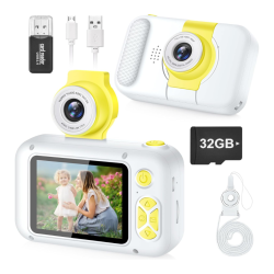 MEHIAZ Kid Camera, Arnssien Camera for Kid, 2.4In Ips Screen Digital Camera, 180°Flip Len Student Camera, Children Selfie Camera \w Playback