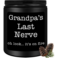 Homsolver Grandpa Gifts from Granddaughter Grandson, Unique Fathers Day, Birthday, Christmas, Retirement Candles, Grandpa’s Last Nerve Scented Candle