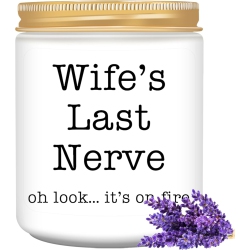 Homsolver Gifts for Wife from HUSBand, Funny Birthday, Christmas, Anniversary, Valentines, Romantic Lavender Scented Candles, Wife's Last Nerve