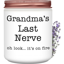 Homsolver Gifts for Grandma from Granddaughter Grandson, Christmas, Birthday, Mother and Grandparents Day, Lavender Scented Candles, Grandma’s Last Nerve