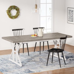 TRIBESIGNS Farmhouse Dining Table for 6 People, 70.8-Inch Rectangular Wood Dining Table