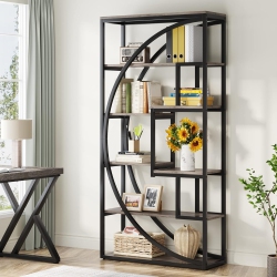 TRIBESIGNS Bookshelf, Industrial 5-Tier Etagere Bookcase, 70.8" Tall Bookshelf With 8 Storage Shelf