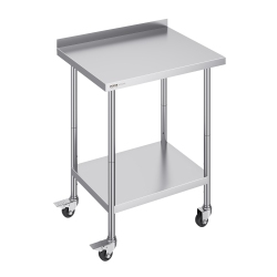 VEVOR 24 X 30 X 40 Inch Stainless Steel Work Table, Commercial Food Prep Worktable \w Casters, Heavy Duty Prep Worktable, Metal Work Table \w