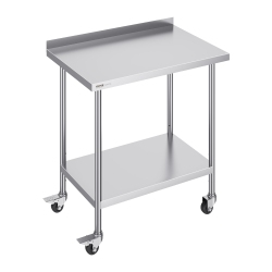 VEVOR 24 X 36 X 40 Inch Stainless Steel Work Table, Commercial Food Prep Worktable \w Casters, Heavy Duty Prep Worktable, Metal Work Table \w
