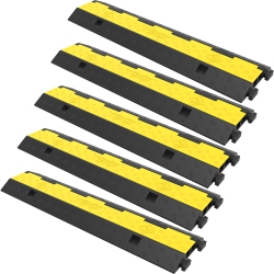 VEVOR 5 Packs 2 Channels Cable Protector Ramp, Speed Bump Hump, Rubber Modular Speed Bump Rated 11000 Lbs Load Capacity, Protective Wire Cord Ramp
