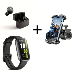 True Wireless Earbuds, Motorcycle Phone Mount, and HD Smart Watch - Ideal for Active Lifestyles