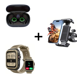 Earbuds, Upgraded Bike Phone Mount, and Smartwatch with Fitness Tracker