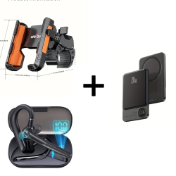 5000mAh Magnetic Power Bank, 360° Bicycle Phone Holder, and Noise-Canceling Wireless Headset