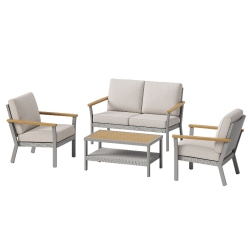 SONGMICS HOME Sencillo Collection - 4 Piece Patio Furniture Set, 2 Lounge Chairs, 1 Loveseat, 1 Coffee Table