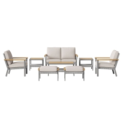 SONGMICS HOME Sencillo Collection -8 Piece Patio Furniture Set 1 Coffee Table 2 Small Coffee Tables 1 Loveseat 2 Lounge Chairs And 2 Ottomans