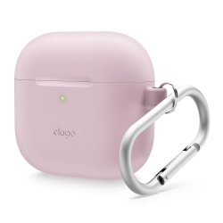 ELAGO Silicone Case Compatible With Airpods 4 Case - Carabiner Included, Supports Wireless Charging, Shock Resistant, Full Protection (Lavender)