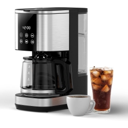 COWSAR 10-Cup Coffee Maker, Drip Coffee Machine With Led Display, Touch Screen, 24H Programmable, Auto Pause And Pour, Keep Warm Function