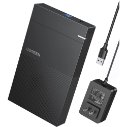 UGREEN 3.5/2.5 Inch External Hard Drive Enclosure With USB 3.0, Uasp, And 12V Power Adapter for SSD/hdd, Tool-Free Installation, Heat Dissipation