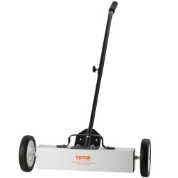 VEVOR 45Lbs Rolling Magnetic Sweeper \w Wheels, Push-Type Magnetic Pick Up Sweeper, 18-Inch Large Magnet Pickup Lawn Sweeper, Magnet \w Telescoping
