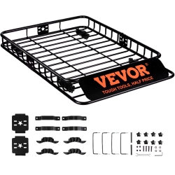 VEVOR 46" X 36" X 4.5" Roof Rack Cargo Basket, Rooftop Cargo Carrier, Heavy-Duty 200 Lbs Capacity Universal Roof Rack Basket, Luggage Holder For