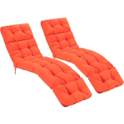 COSTWAY 2 PCs 73" Lounge Chaise Cushion Padded Recliner Cushion Indoor Outdoor Black/dark Orange/gray/orange/brown/beige