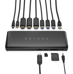 BRYDGE New Stone C Docking Station, 12 Expansion Ports, Windows 10 & 11 Laptop Compatible, Dock Supports Multiple Displays, 100 Watts Of Power