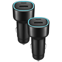 Insignia 32W Dual USB-C/USB-A Car Charger - 2 Pack - Black
