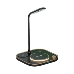 MYACUC 3-In-1 Wireless Charging Station, Table Lamp Style Charger Multiple Protection Functions, for Office, Home In Black