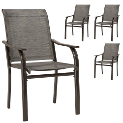 OUTSUNNY Patio Dining Chair Set Of 4, Outdoor Patio Chairs With Armrests, High Back Mesh Balcony Chairs for Backyard, Porch, Poolside, Deck, Garden