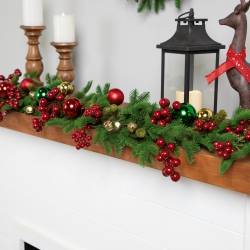 NORTHLIGHT Pine With Ornaments And Berries Artificial Christmas Garland - 5' - Unlit