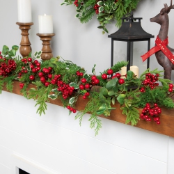NORTHLIGHT Mixed Pine, Cedar And Berries Artificial Christmas Garland - 5' - Unlit