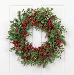 NORTHLIGHT Mixed Pine, Cedar And Berries Artificial Christmas Wreath - 30" - Unlit