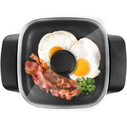 ELITE GOURMET Eg808 8” X 8" Electric Skillet With Non-Stick Surface, Dishwasher Safe, Tempered Glass Lid, 600W