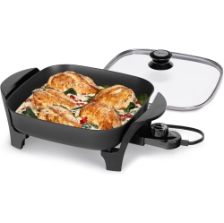 PRESTO 06626 11-Inch Electric Skillet With Glass Lid, Nonstick Surface, And Heat Control
