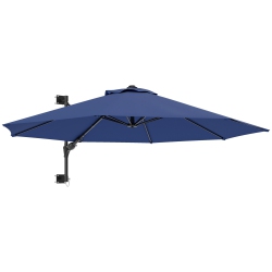 OUTSUNNY 9.6 X 9.6 Ft Wall Mounted Patio Umbrella With Rotate, Outdoor Market Umbrella Parasol With Crank, Dark In Blue